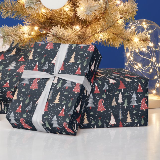 Whimsical julgranmönster presentpapper (Helgdagar)