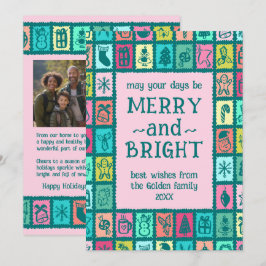 Whimsical julgrid Cute Anpassad 2 FOTO Julkort