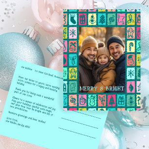 Whimsical julgrid Cute Anpassad Foto Helg Vykort