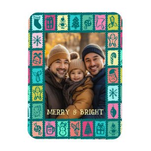 Whimsical julgrid Cute anpassad foto Magnet