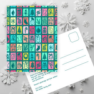 Whimsical julgrid Cute Anpassad Helg Vykort