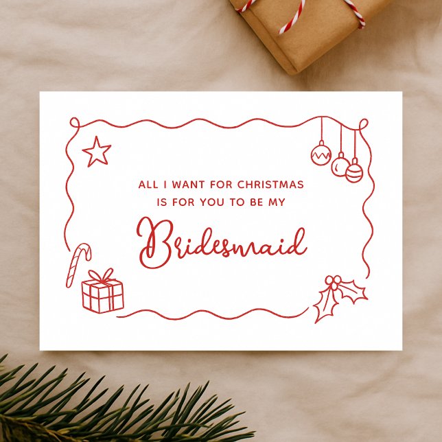 Whimsical julhandritad brudtärningsförfrågan kort (Skapare uppladdad)