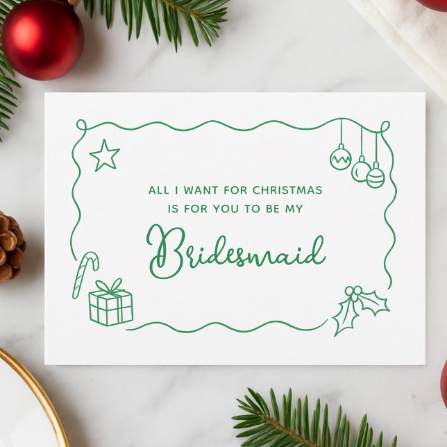 Whimsical julhandritad brudtärningsförfrågan kort (Skapare uppladdad)