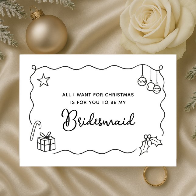 Whimsical julhandritad brudtärningsförfrågan kort (Skapare uppladdad)