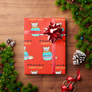 Whimsical julkatts julstämning presentpapper