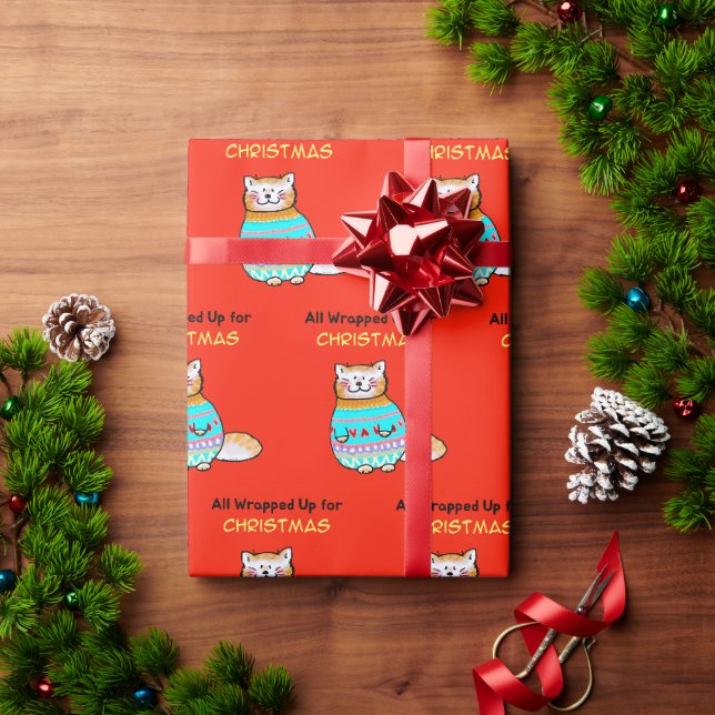 Whimsical julkatts julstämning presentpapper (Julgåva)
