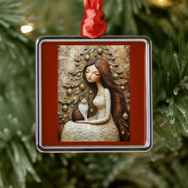 Whimsical julkatts vinterjungfrun ornament (Träd)