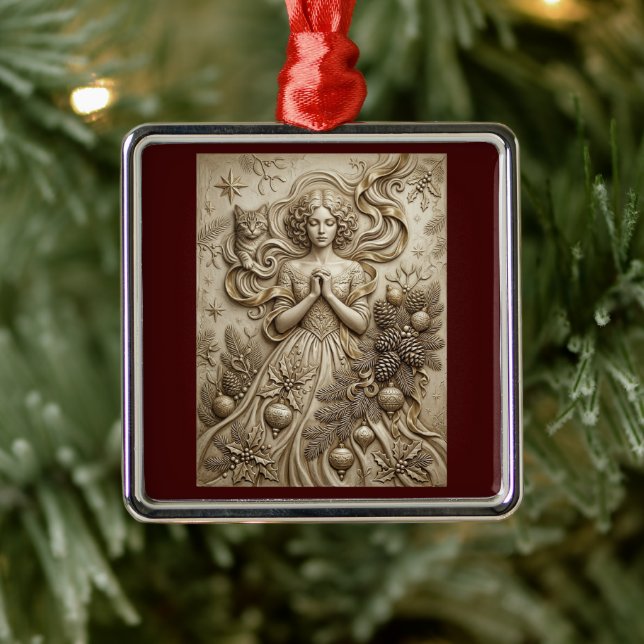 Whimsical julkatts vinterjungfrun ornament (Träd)