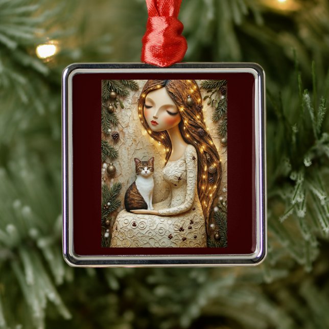 Whimsical julkatts vinterjungfrun ornament (Träd)