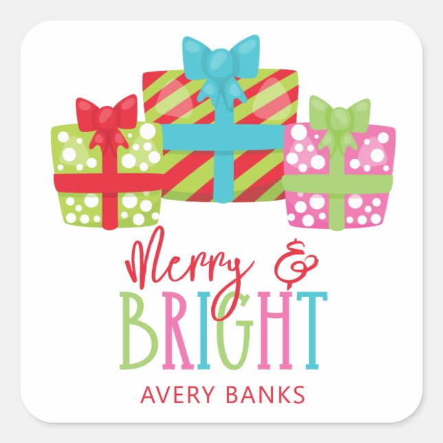 Whimsical Julklapp Gift Fyrkantigt Klistermärke (Framsida)
