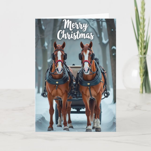 Whimsical julkort med häst kort (Framsida)