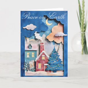 Whimsical julkort med klippt pappersdesign helgkort