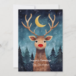 Whimsical julkort med renar