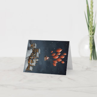 Whimsical julkort med tomte Blank insida Helgkort