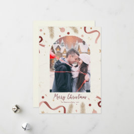 Whimsical julkrans & slingor fotokort – Min Julkort