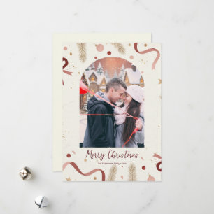 Whimsical julkrans & slingor fotokort – Min Julkort
