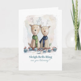 Whimsical julren illustration Vattenfärgkort Kort