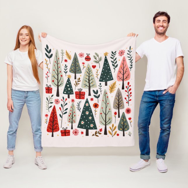 Whimsical julskogs scen fleecefilt (På plats)