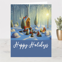 Whimsical julskogs scen XL vikbart kort