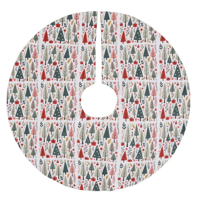 Whimsical julskogslandskap julgransmatta borstad polyester (Framsidan)