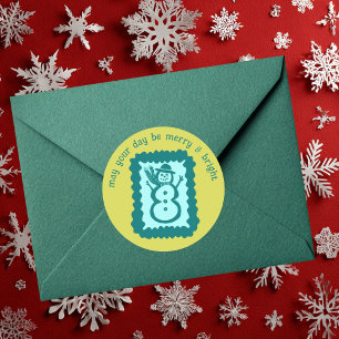 Whimsical julstämpel Söt anpassad Merry Bright Runt Klistermärke