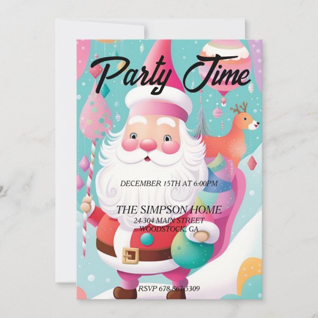 Whimsical Jultomten jul Party-inbjudan Inbjudningar (Framsida)