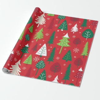Whimsical julträd skogsmönster presentpapper