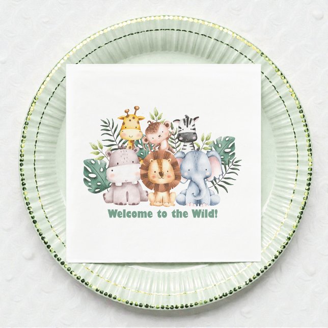 Whimsical Jungle Safari Animal Birthday Pappersservett (Skapare uppladdad)