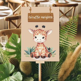 Whimsical Jungle Safari Giraffe Bord Sign Bordsnummer