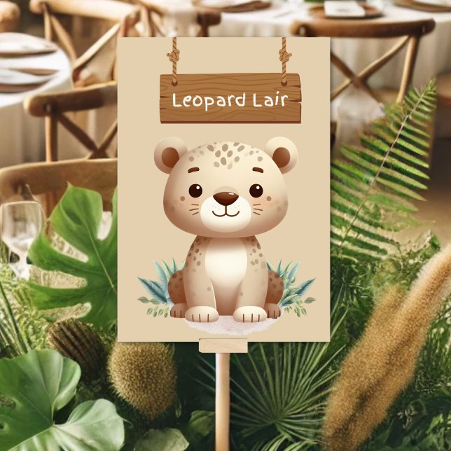 Whimsical Jungle Safari Leopard Bord Sign Bordsnummer (Skapare uppladdad)