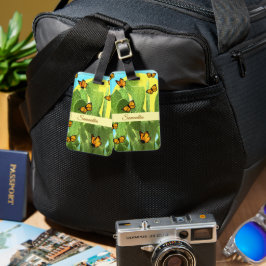 Whimsical Kaktus Och Fjärilar Bagagebricka
