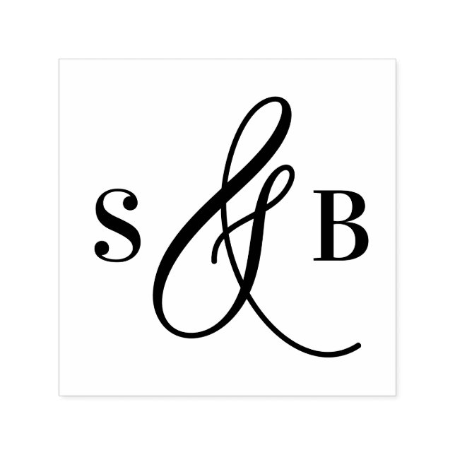 Whimsical kalligrafi ampersand bröllopsmonogram självfärgande stämpel (Design)