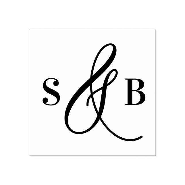 Whimsical kalligrafi ampersand bröllopsmonogram stämpel (Tryck)