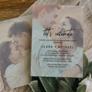 Whimsical Kalligrafi Blekta Foto Låt Oss Fira Inbjudningar