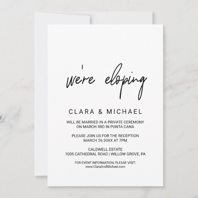 Whimsical Kalligrafi Elopement Inbjudningar (Framsida)