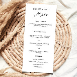 Whimsical kalligrafi minimalistisk bröllopsmeny meny