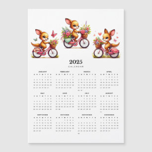 Whimsical Kangaroos Bicycles 2025 Magnet Calendar