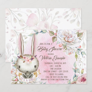 Whimsical kanin baby shower inbjudningar
