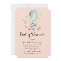Whimsical kanin bebis i en ballong baby shower