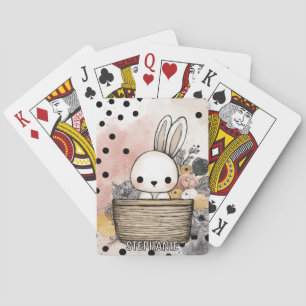 Whimsical Kanin Floral Akvarellkonst Casinokort