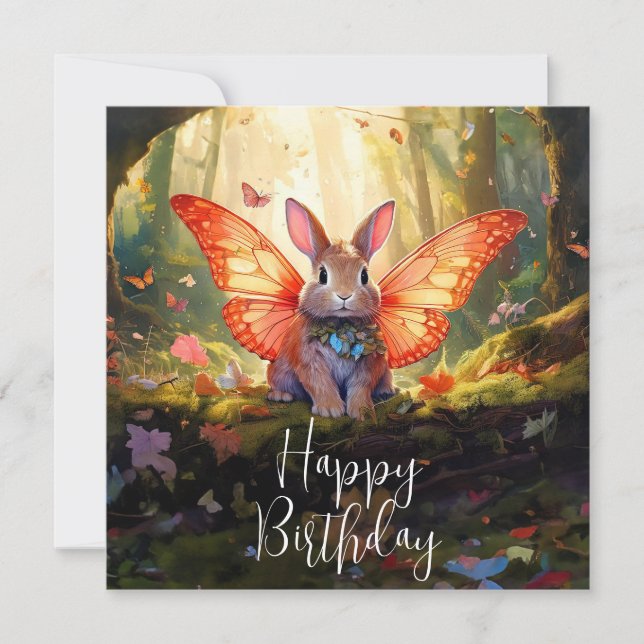 Whimsical kanin förtrollad skog Glad födelsedag (Framsida)