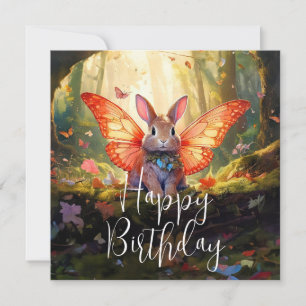 Whimsical kanin förtrollad skog Glad födelsedag Kort
