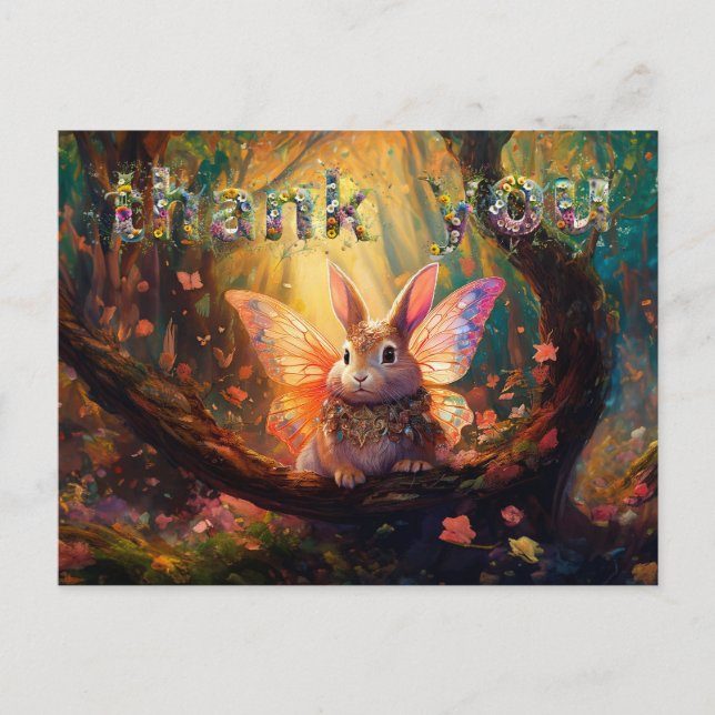 Whimsical kanin förtrollad skog Tack Vykort (Framsida)