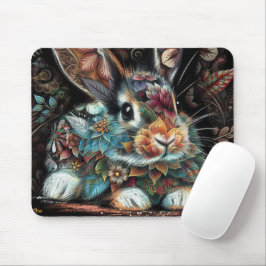 Whimsical Kanin Kanin Blommig Abstrakt Svart Teal Musmatta