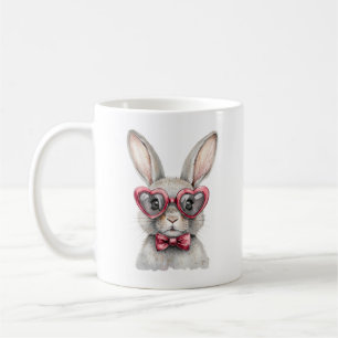 Whimsical kanin med hjärtformade solglasögon Vatte Kaffemugg