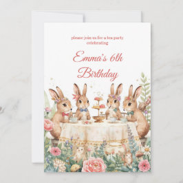 Whimsical Kanin Trädgård Te-fest Födelsedag Inbjudningar