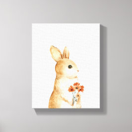 Whimsical kaninblomma skogsbarnkammardekor canvastryck