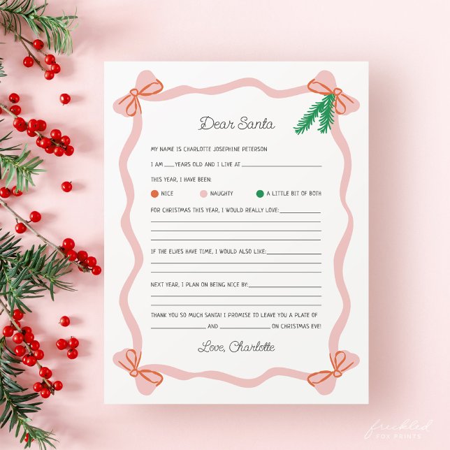 Whimsical Kära Tomte Brev - Jul önskelista (Dear Santa Letter - Christmas Wish List for Children)