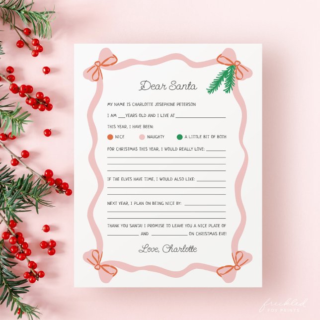 Whimsical Kära Tomte Brev - Jul önskelista (Dear Santa Letter - Christmas Wish List for Children)