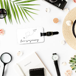 Whimsical Kärlek är A Journey Black & White Bagagebricka